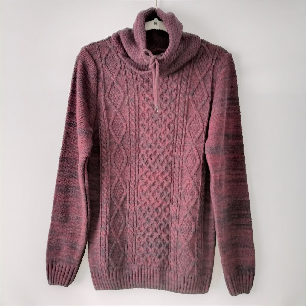 Nwt Lc Waikiki Womens Bordeaux High Neck Cable Knit Pullover Sweater Size M